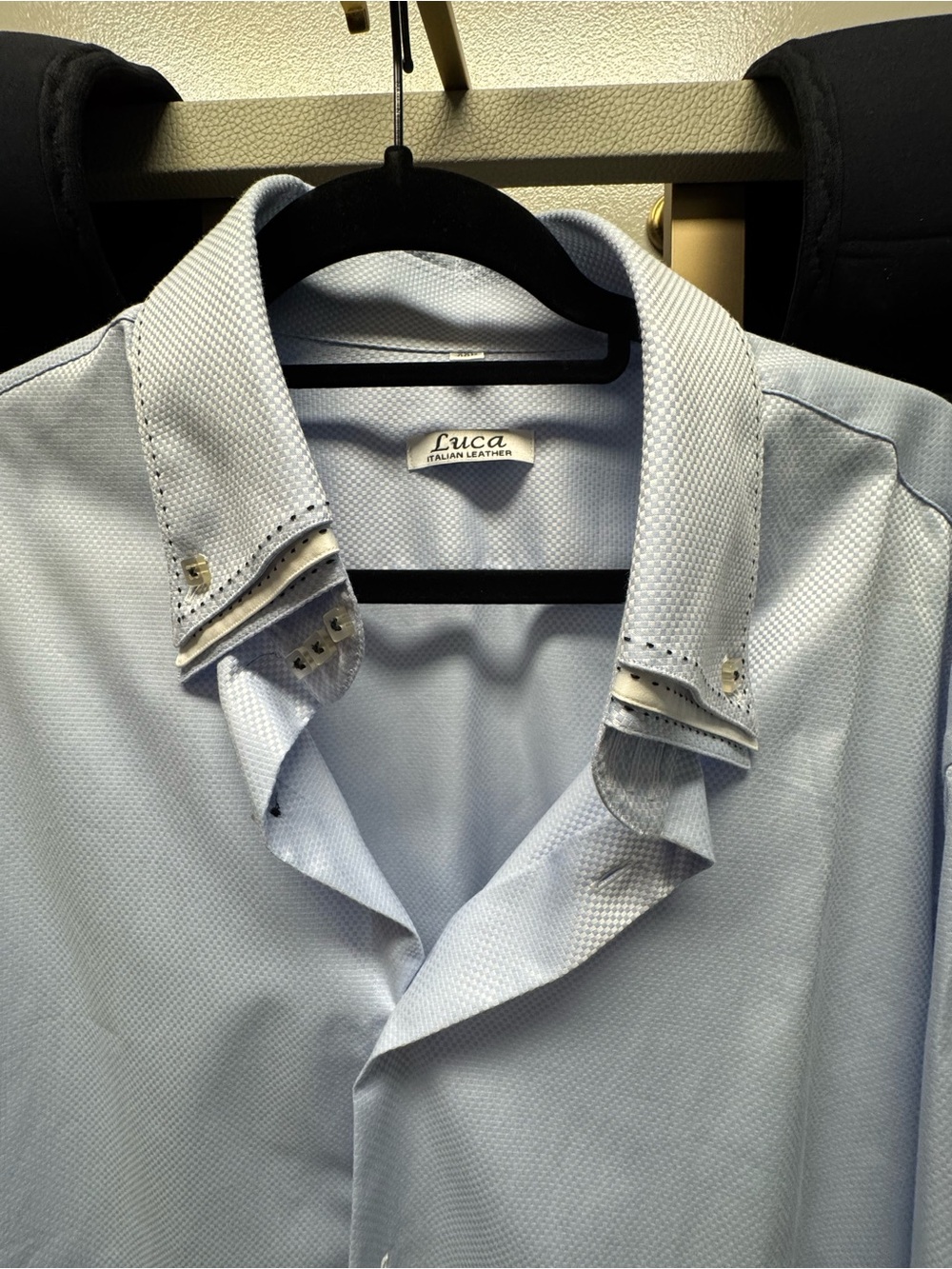Men's Light Blue Dress Shirt with Contrast Inner Collar